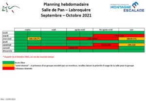 Planning Pan septembre octobre 2021